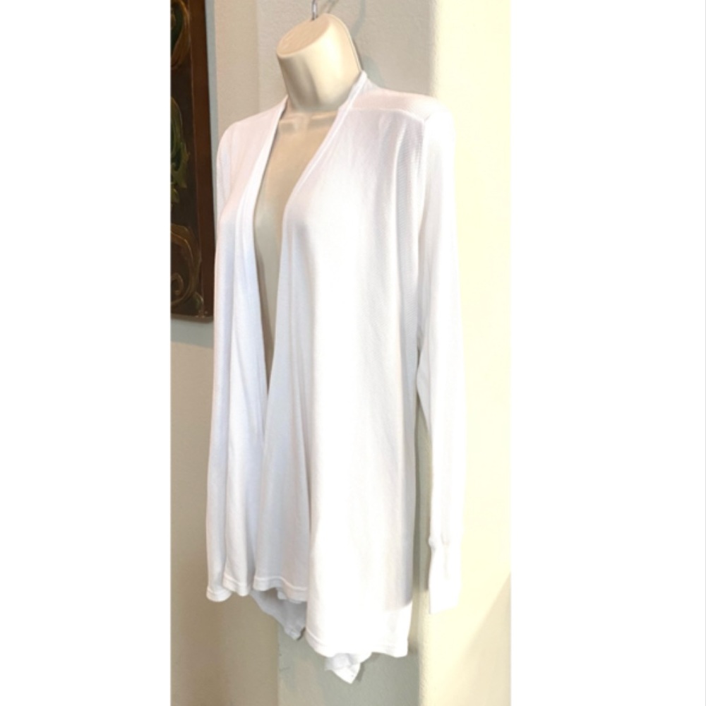 Like New Allen Allen White Long Cardigan. Sz M View 3